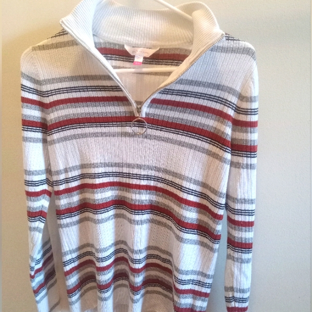 90s ribbed striped Quarter zip